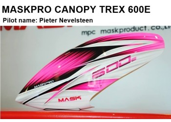 MaskPro Airbrush Fiberglass Canopy For ALIGN TREX 600E Pro DFC ( Include pink fin )