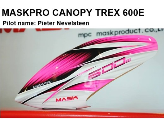 MaskPro Airbrush Fiberglass Canopy For ALIGN TREX 600E Pro DFC ( Include pink fin )